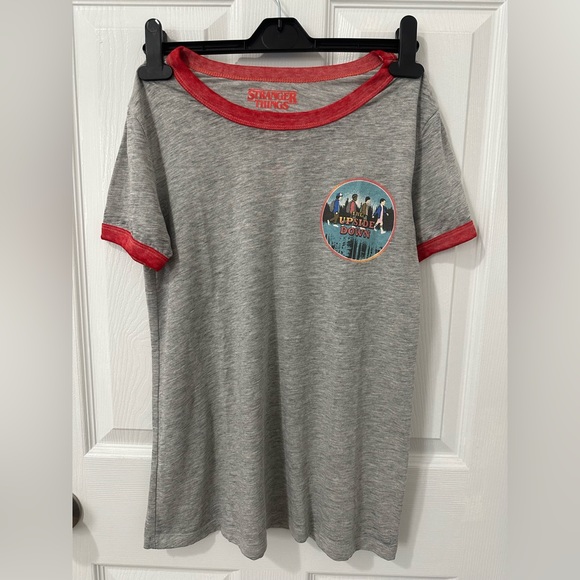 Netflix Tops - Netflix Stranger Things Burnout Ringer Graphic Tee